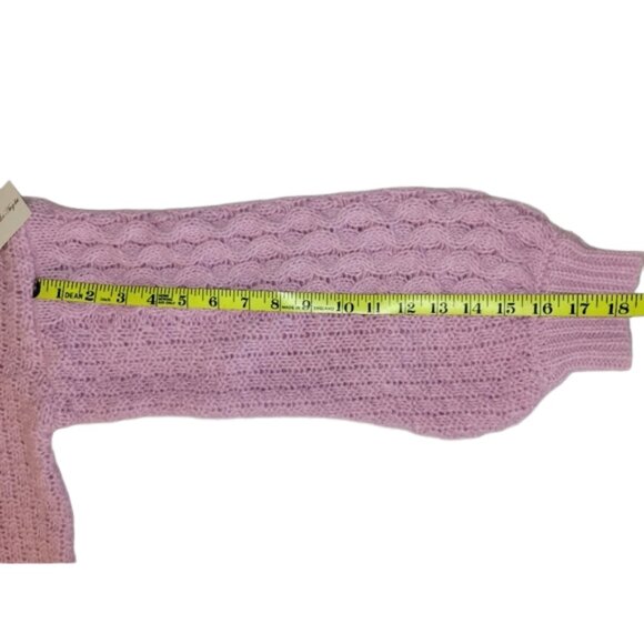Woven Heart Cable Knit Pink Turtleneck Chunky Sweater Size Medium NWT - Picture 7 of 12
